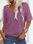 Women Floral V Neck Casual Short Sleeve T-shirt