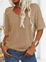 Women Floral V Neck Casual Short Sleeve T-shirt