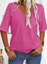 Women Floral V Neck Casual Short Sleeve T-shirt