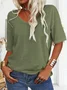 Women Floral V Neck Casual Short Sleeve T-shirt