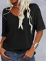 Women Floral V Neck Casual Short Sleeve T-shirt