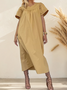 Vacation Plain  Crew Neck Midi Dress