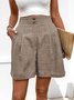 2025 New European and American Loose Casual Pants Cross-border Button Decoration Solid Color High Waist Straight Shorts Women