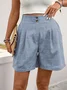 2025 New European and American Loose Casual Pants Cross-border Button Decoration Solid Color High Waist Straight Shorts Women