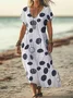 Women's Polka Dot Printed Casual V-Neck Short Sleeve Dress