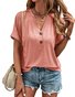 Women Plain V Neck Casual Short Sleeve T-shirt