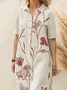Casual Floral linen-cotton Midi Dress