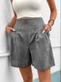 2025 New European and American Loose Casual Pants Cross-border Button Decoration Solid Color High Waist Straight Shorts Women