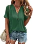 Women Plain V Neck Casual Short Sleeve T-shirt