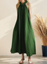 Vacation Plain linen-cotton Halter Maxi Dress