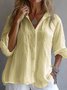 Cotton Shirt Collar Casual Plain Shirt