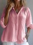 Cotton Shirt Collar Casual Plain Shirt