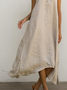Casual Plain Square Neck Midi linen-cotton Dress