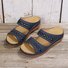 New large size slippers, retro stitching, non-slip round toe wedge heel, comfortable flat sandals for women
