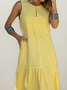 Vacation Plain Crew Neck linen-cotton Maxi Dress
