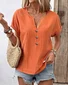 Women Plain V Neck Casual Short Sleeve T-shirt