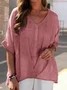 Casual Plain V Neck Blouse