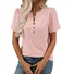 Women Plain V Neck Casual Short Sleeve T-shirt
