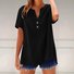 Women's Long Sleeve Shirt Spring/Fall Lake Blue Plain Linen Blend V Neck Daily Going Out Casual Top