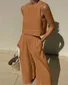 Women's Plain Daily Going Out Two-Piece Set White Casual Summer Top With Pants Matching Set