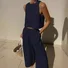 Women's Plain Daily Going Out Two-Piece Set White Casual Summer Top With Pants Matching Set
