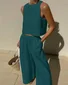 Women's Plain Daily Going Out Two-Piece Set White Casual Summer Top With Pants Matching Set