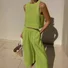 Women's Plain Daily Going Out Two-Piece Set White Casual Summer Top With Pants Matching Set