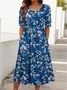 Floral Casual Dress With No