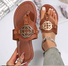 Ladies Spot Flip Flops Pu Shoes Metal Buckle Sandals Hardware Buckle Summer Flat Slippers
