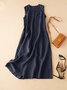 Cotton Dress Women Summer V-neck Sleeveless