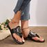 Ladies Spot Flip Flops Pu Shoes Metal Buckle Sandals Hardware Buckle Summer Flat Slippers
