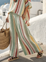 Cotton and linen women's striped suit