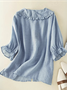 Women's Casual Cute Doll Collar Short Sleeve Shirt