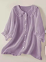Women's Casual Cute Doll Collar Short Sleeve Shirt