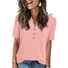Women Plain V Neck Casual Short Sleeve T-shirt
