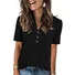 Women Plain V Neck Casual Short Sleeve T-shirt
