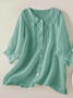 Women's Casual Cute Doll Collar Short Sleeve Shirt