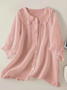 Women's Casual Cute Doll Collar Short Sleeve Shirt