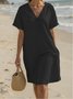 Cotton Regular Fit Plain Casual Dress With No