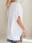Linen Casual Plain linen Crew Neck Blouse