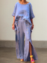 Casual Plain linen-cotton Straight Pants