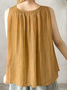 Linen Casual Plain linen-cotton Crew Neck Tank Top