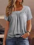Women Plain Crew Neck Casual Short Sleeve T-shirt