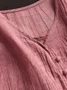 Linen Casual Plain V Neck linen-cotton Blouse