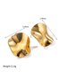 Titanium Steel 18k Gold Plated Round Pleated Earrings