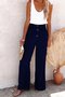 Women's  Elastic Waist H-Line Wide Leg Pants Daily Going Out Pants Green Casual Split Joint Plain Spring/Fall Pants