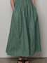 Vacation Plain linen-cotton V Neck Maxi Dress