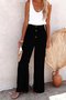 Women's  Elastic Waist H-Line Wide Leg Pants Daily Going Out Pants Green Casual Split Joint Plain Spring/Fall Pants