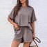 Women's Pocket Stitching Plain Daily Going Out Two-Piece Set Black Casual Summer Top With Pants Matching Set