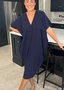 Women's Half Sleeve Summer Royal Blue Plain Slit V Neck Daily Going Out Casual Maxi A-Line Tank Dress